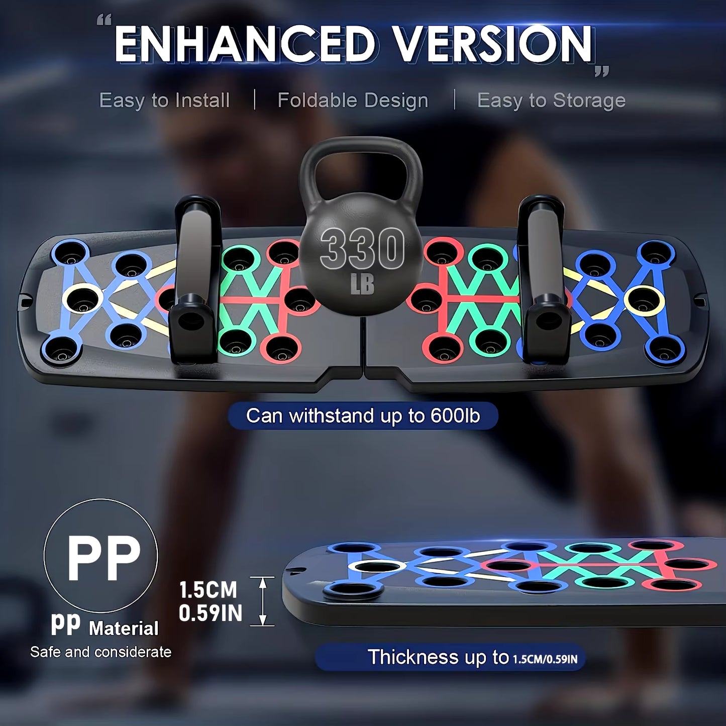 Transform Your Workout with the 1Pc Multifunctional Folding Push-Up Board - Perfect for Building Chest Muscles and Enhancing Overall Fitness at Home or the Gym