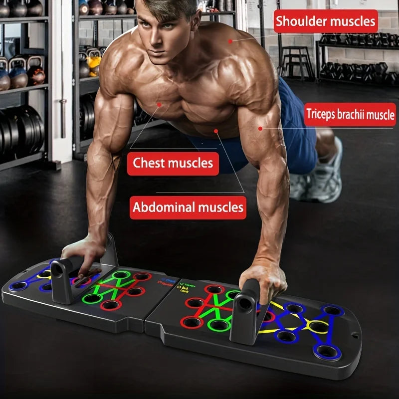 Transform Your Workout with the 1Pc Multifunctional Folding Push-Up Board - Perfect for Building Chest Muscles and Enhancing Overall Fitness at Home or the Gym